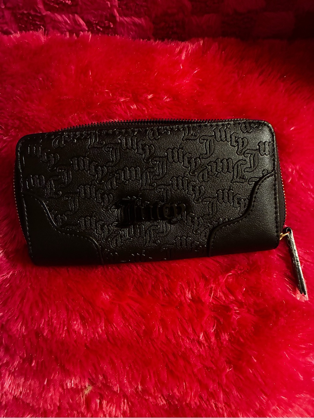 Juicy Couture Black Embossed Zip-Around Wallet